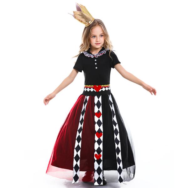 Alice in Wonderland Queen of Hearts Kids Girls Halloween Costume Dress ...
