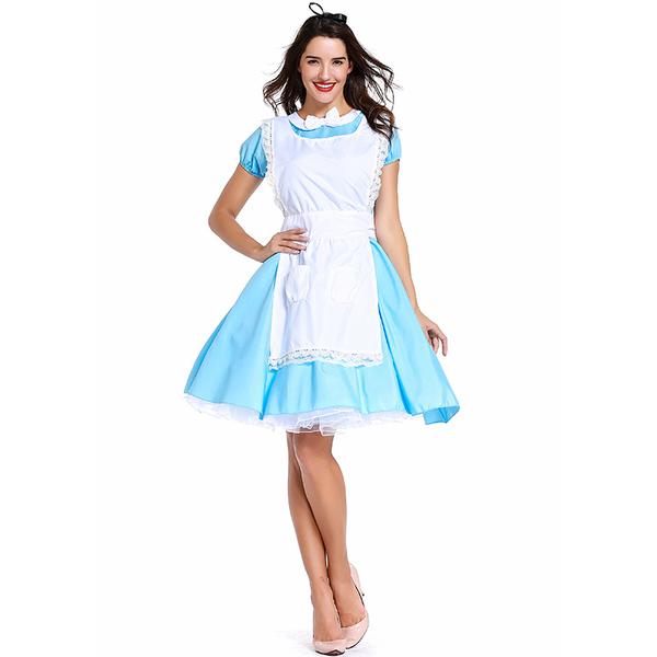 Alice In Wonderland Blue White Maid Cosplay Costume Halloween/Stage ...