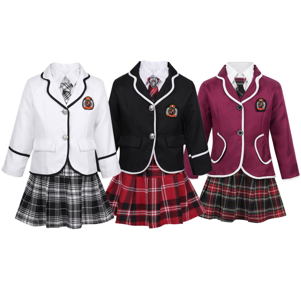 TiaoBug Kids Teens Japanese Anime Cosplay Students Costume Girls British Style School Uniform