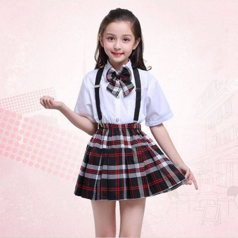 100-170cm Kids Clothing Set Tops+skirt+strap Teenager Girls Plaid ...