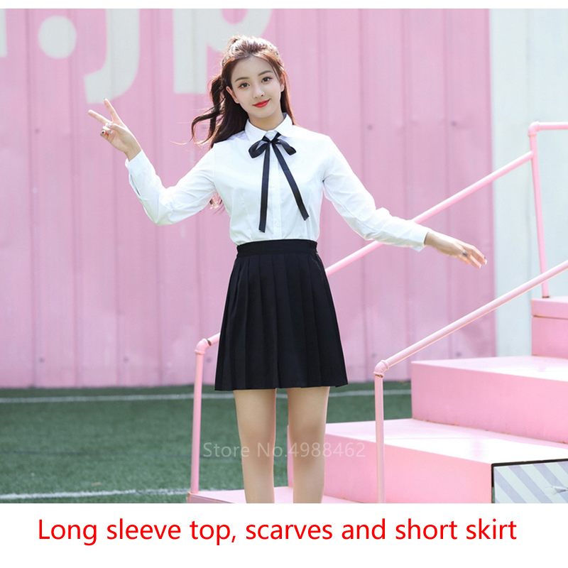 Japanese Style Anime College School Uniform Korea Girl Women's Skirt Studen Dress Sexy JK Pleated Shirt Fashion Cosplay Costume Image