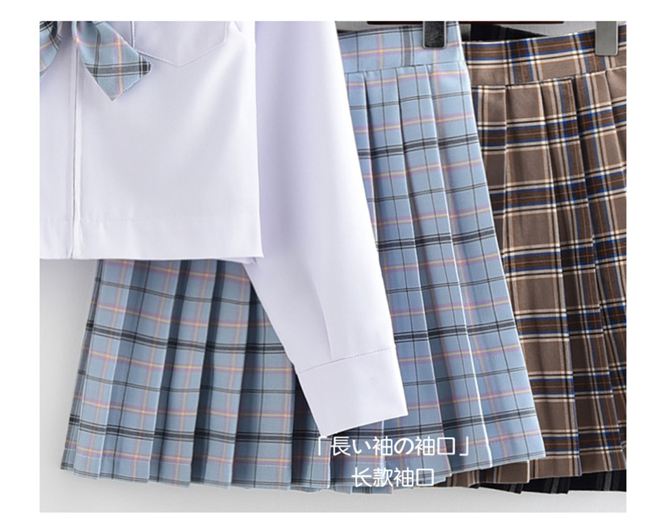 Japanese Style Fashion JK School Uniform College Girl Skirt Pleated Lattice Sailor Dress Tie Cute Girls Cosplay Clothing Set Image