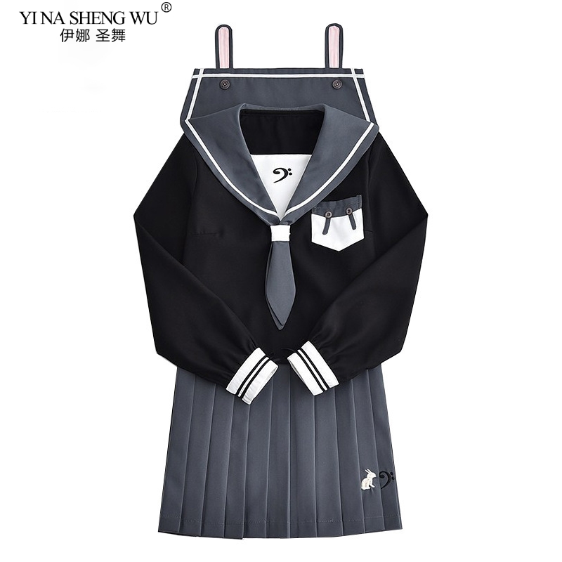 Japanese Korean Version JK Suit Woman School Uniform High School Sailor Navy Cosplay Costumes Student Girls Pleated Skirt Sets Image