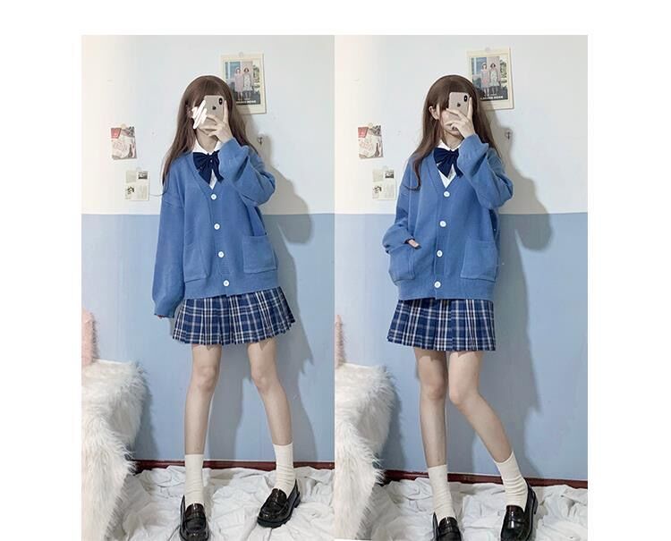 School Girl Uniform JK Cardigan Loose JK Sweater Coat Japanese School Uniform Japanese Fashion Uniformes Chandail Image