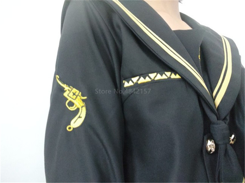 Japanese Bad Girls School Uniform Basic Pleated Skirt Excellent Students Super-long College Black Sailor Suits Mori Lolita Shoes Image