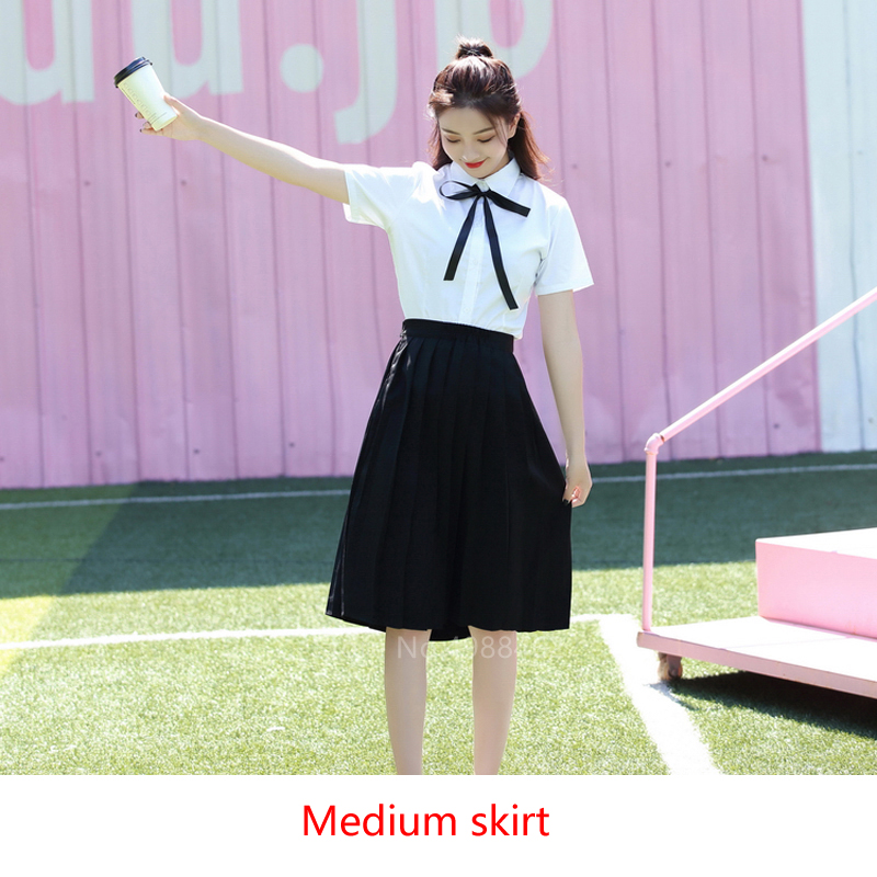 Japanese Style Anime College School Uniform Korea Girl Women's Skirt Studen Dress Sexy JK Pleated Shirt Fashion Cosplay Costume Image
