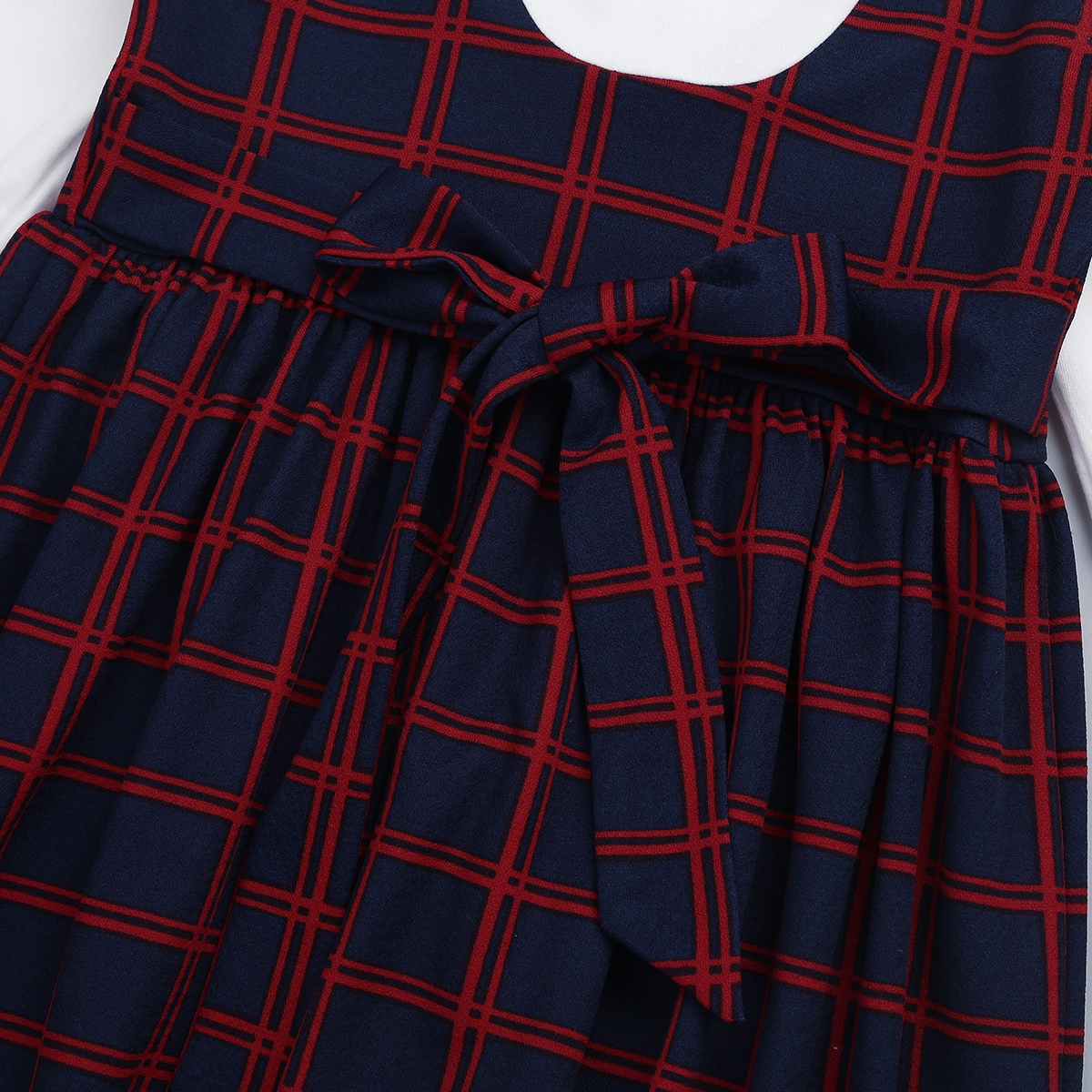 Kids Children Students Girls Uniform Long Sleeves Lapel Plaid A-line False Two-piece Dress for Birthday Party School Uniforms Image