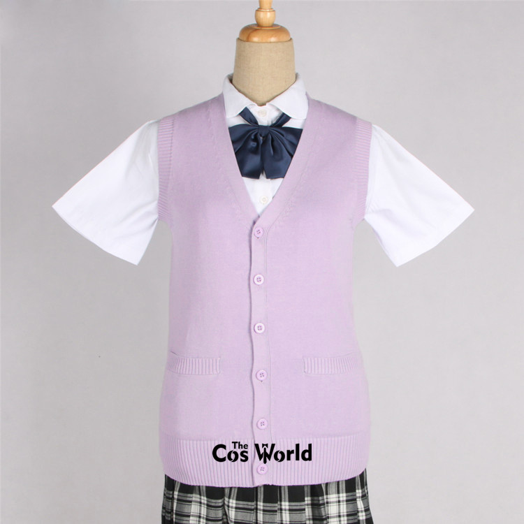 Men's Women's Spring Autumn Sleeveless Knit Cardigan V Neck Sweater Outwear Jacket Coat For JK School Uniform Student Clothes Image