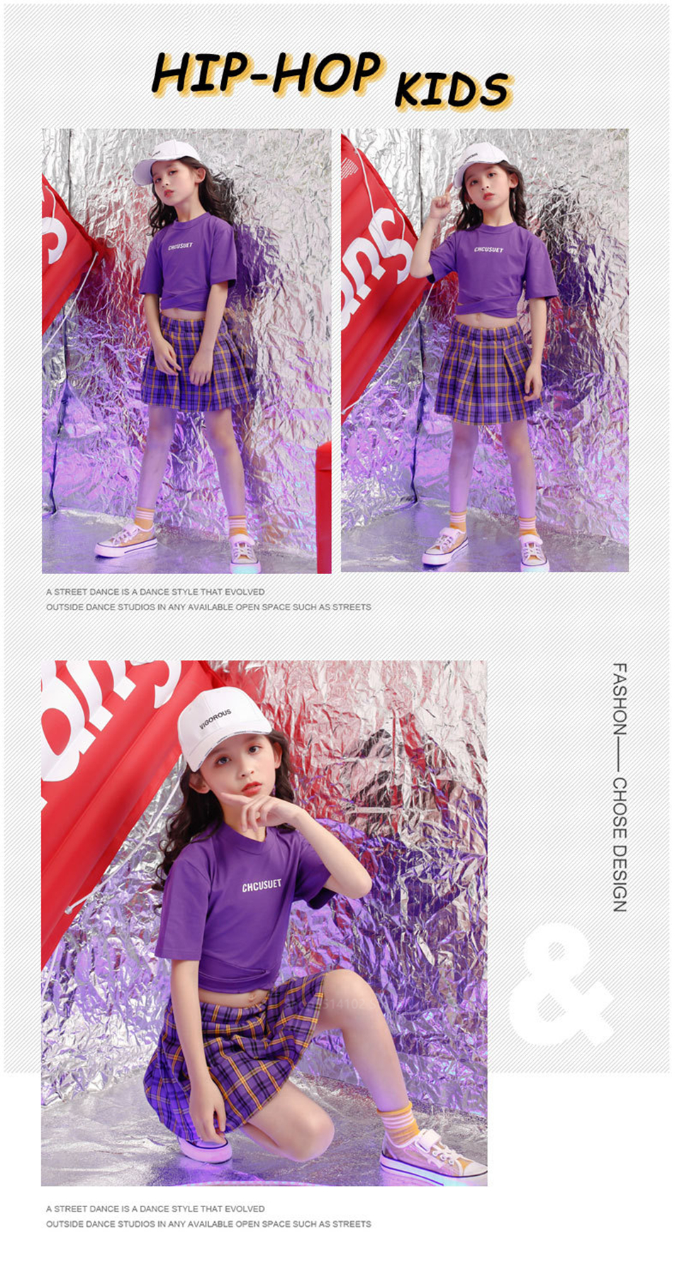 Kids Baby Girls School Korean Uniform Cheerleader School Team Hip Hop Competition Performance Cross Strap Top Plaid Skirt Set Image