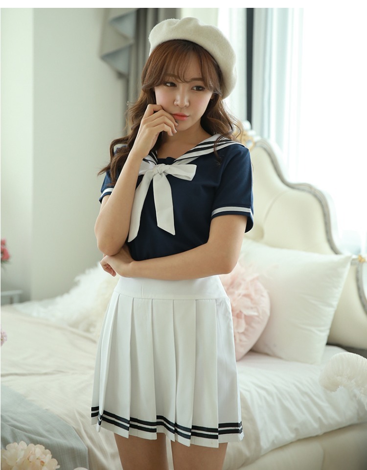 Japanese school uniforms Anime COS sailor suit tops+tie+skirt JK Navy style Students clothes for Girl Women Short sleeve XXXXL Image