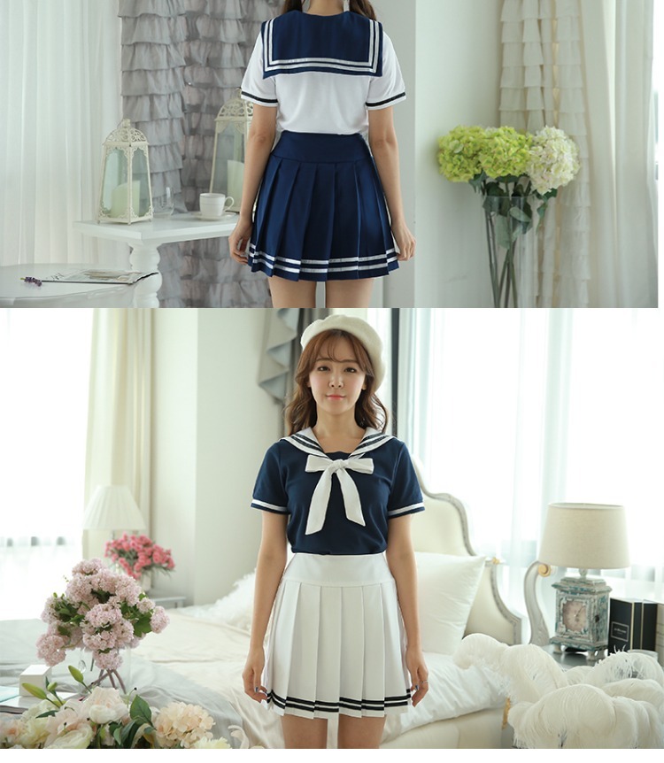 Japanese school uniforms Anime COS sailor suit tops+tie+skirt JK Navy style Students clothes for Girl Women Short sleeve XXXXL Image