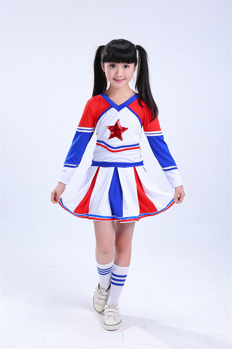 Teenager Girls School Uniform Dresses Stage Wear Show Performance Cheerleading Cheerleader Costumes for Kids Boys Clothing Set Image