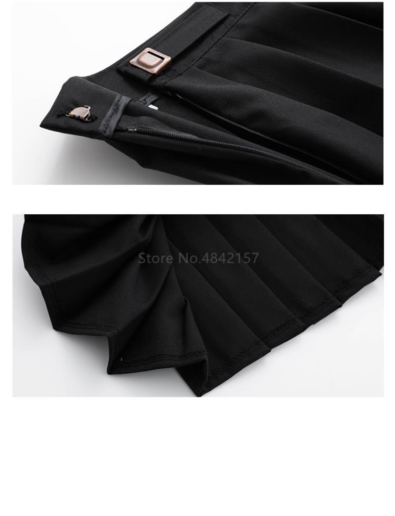 Japanese Bad Girls School Uniform Basic Pleated Skirt Excellent Students Super-long College Black Sailor Suits Mori Lolita Shoes Image