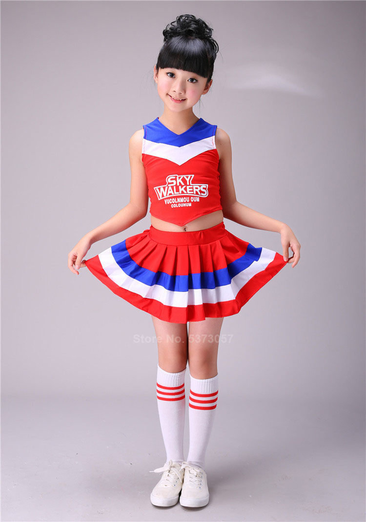 Sleeveless Vest+pleated Skirt 2PCs Cheerleader Costumes for Kids Girls Student School Uniform Cheerleading Dance Performance Image