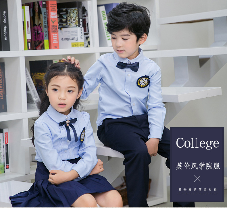 Kids Kindergarten Uniform Child Long Sleeve School Uniform British Children's School Wear Primary Students Class Clothes D-0600 Image