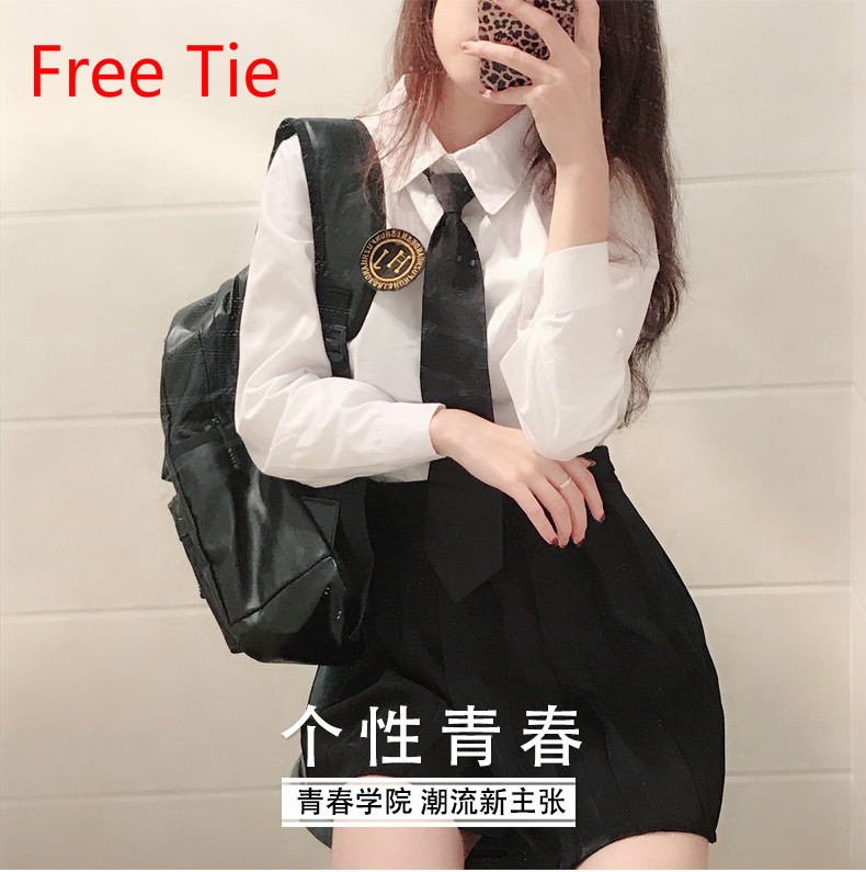 Japanese School Uniforms Jk College Style Students Girls Long Sleeve Tops+tie+skirt+cardigan Gray Pleated Skirt British Style Image