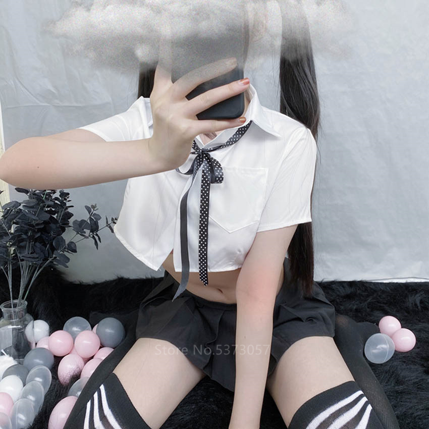 Woman School Uniforms Sexy Collage Student Sailor Party Cosplay Costume Japanese Short Sleeve Anime JK Suit Girls Pleated Skirt Image