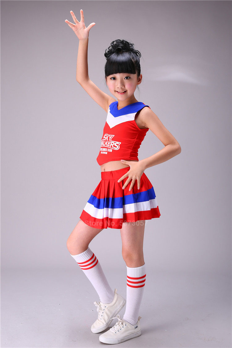 Sleeveless Vest+pleated Skirt 2PCs Cheerleader Costumes for Kids Girls Student School Uniform Cheerleading Dance Performance Image