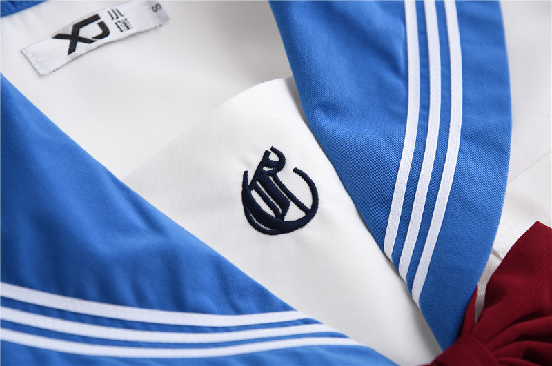 Light Blue Japanese Uniform For School Girls Long Sleeve Sailor Shirt Pleated Skirt Set College Middle High School Uniforms Image