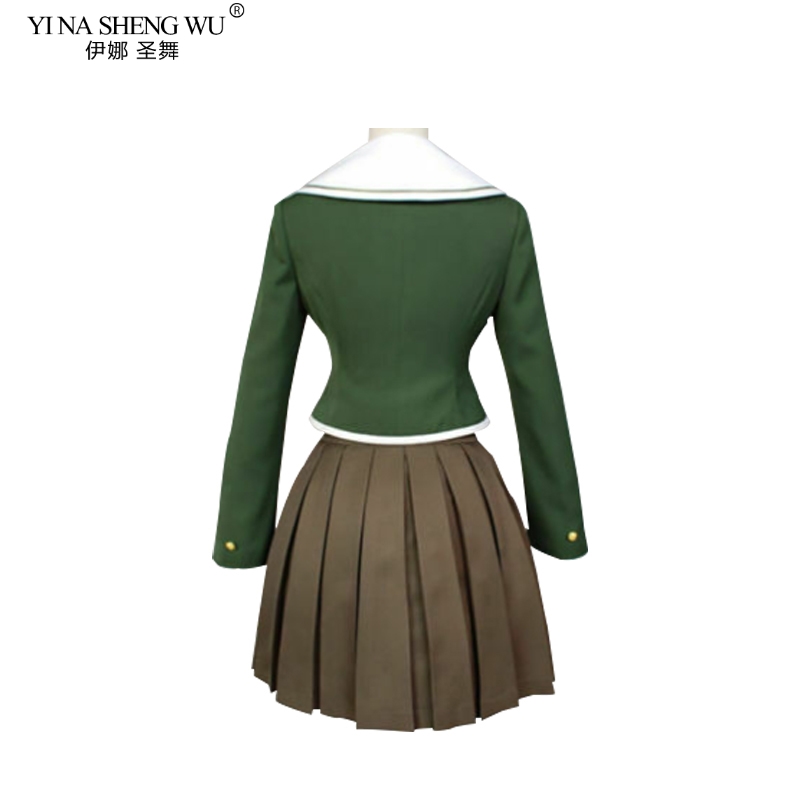 Danganronpa Fujisaki Chihiro Cosplay Costume JK Girls School Uniform Sailor Suit Coat Shirt Dress Outfit Cosplay Wig Drop Ship Image