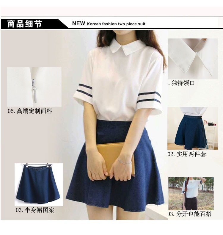 Short Sleeves Japanese School Uniform Girl Sailor Dress Red/Tibetan Blue Plaid Skirt Uniformes Japonais Korean Costumes For Girl Image