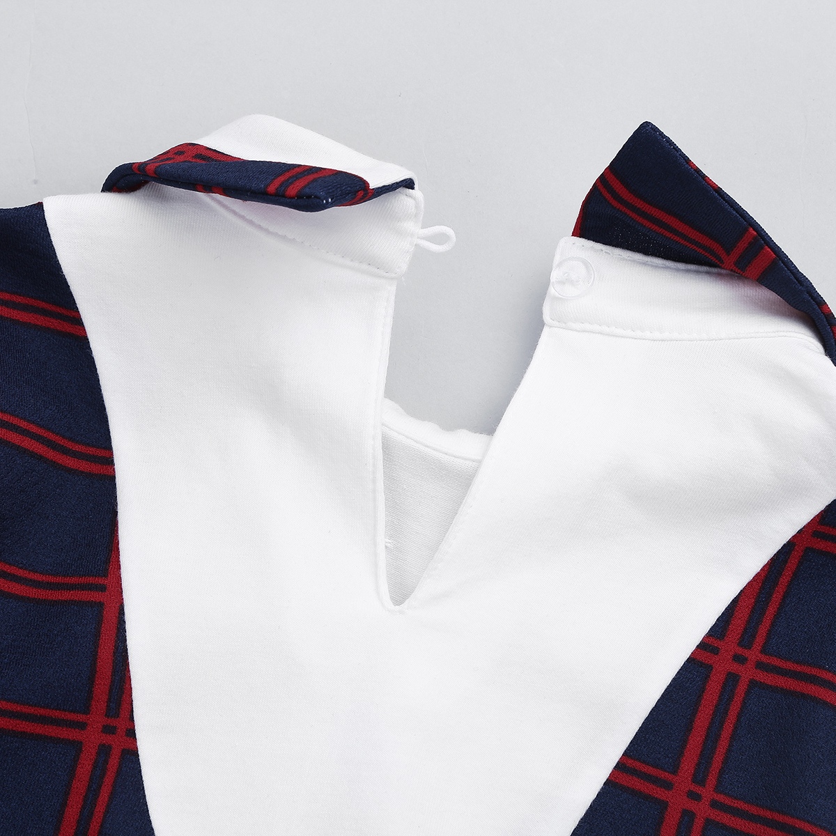 Kids Children Students Girls Uniform Long Sleeves Lapel Plaid A-line False Two-piece Dress for Birthday Party School Uniforms Image