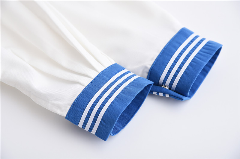 Light Blue Japanese Uniform For School Girls Long Sleeve Sailor Shirt Pleated Skirt Set College Middle High School Uniforms Image