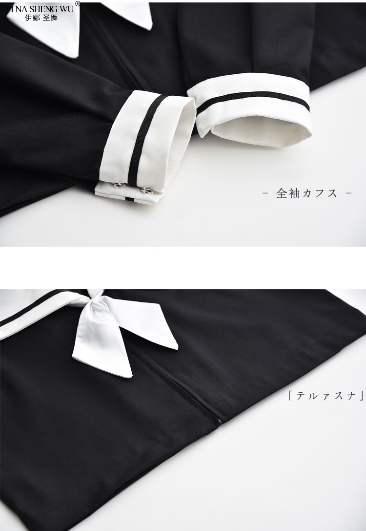 Cross Embroidery School Uniform High School Girl Sailor Suit Cosplay Costume Black Short Long Sleeve Japanese Anime Uniforms Image