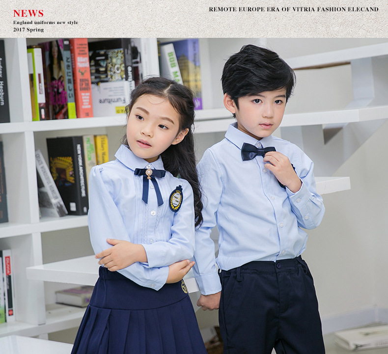 Kids Kindergarten Uniform Child Long Sleeve School Uniform British Children's School Wear Primary Students Class Clothes D-0600 Image