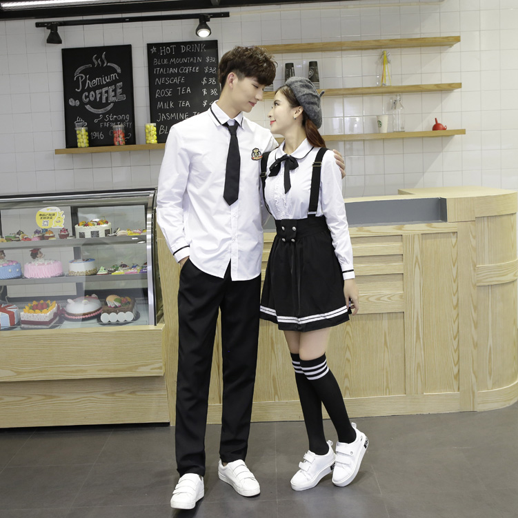 Hot Korean School Uniform Girls Jk Navy Sailor Suit For Women Japanese School Uniform Cotton White Shirt + Plaid Straps Skirt Image