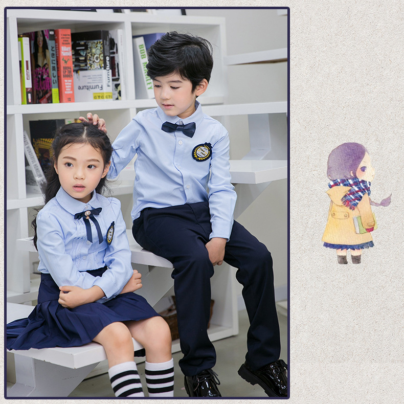 Kids Kindergarten Uniform Child Long Sleeve School Uniform British Children's School Wear Primary Students Class Clothes D-0600 Image