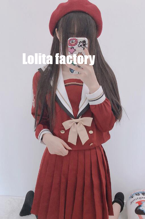 Academic Style School Uniforms Girls JK Uniform hats red  Suit Student High School Japanese Preppy Sailor Suit jkx118 Image