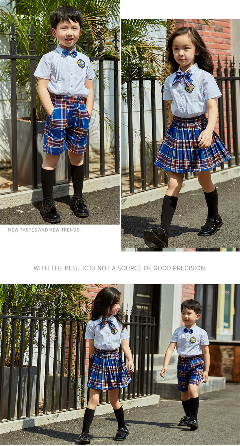 90-180cm Kids Fashion School Uniforms Korean Japanese Style Class Clothes Top Plaid Skirt Tie Stage Costumes for Children Image