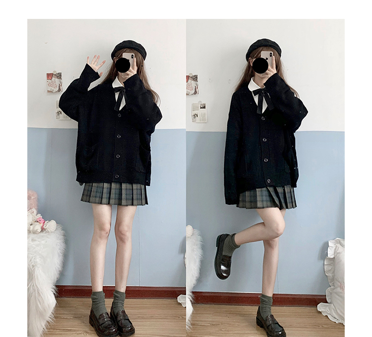 School Girl Uniform JK Cardigan Loose JK Sweater Coat Japanese School Uniform Japanese Fashion Uniformes Chandail Image