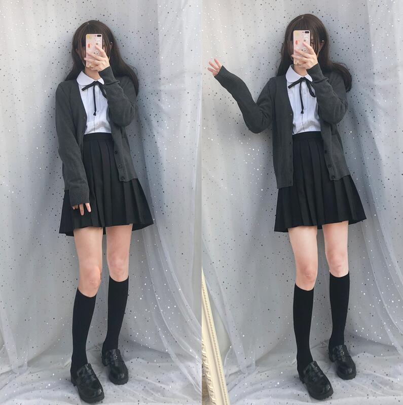 Japanese sailor suit long-sleeved school uniform Cardigan student wear class Japanese JK uniform shirt Cardigan set Image