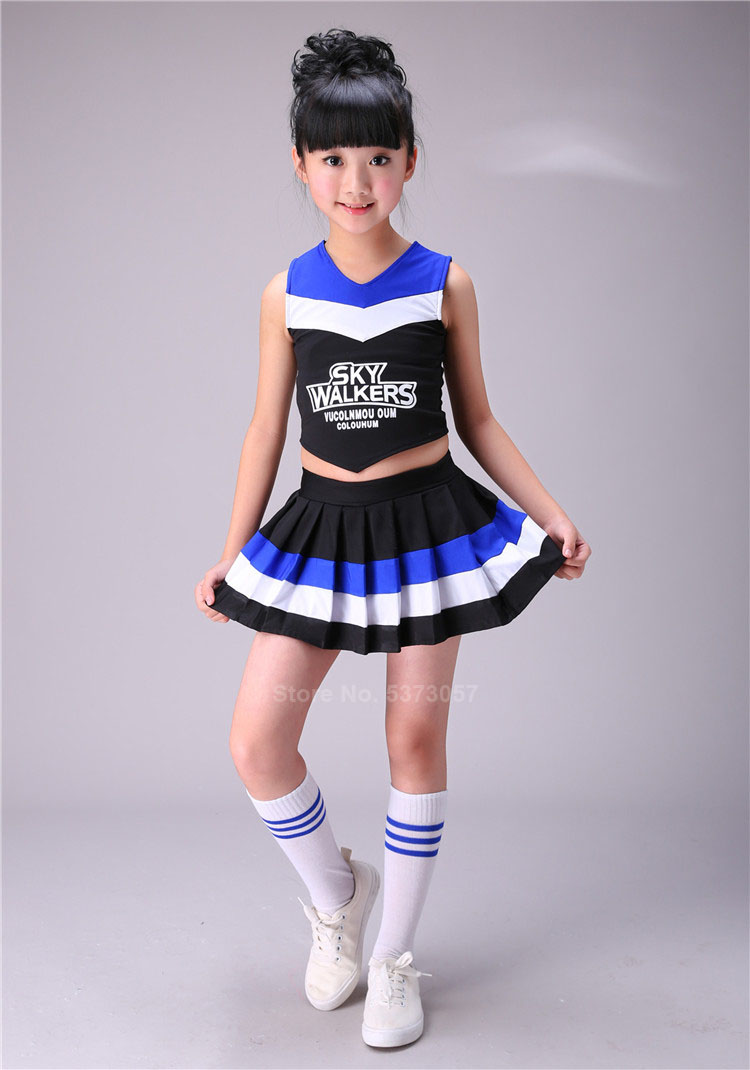 Sleeveless Vest+pleated Skirt 2PCs Cheerleader Costumes for Kids Girls Student School Uniform Cheerleading Dance Performance Image