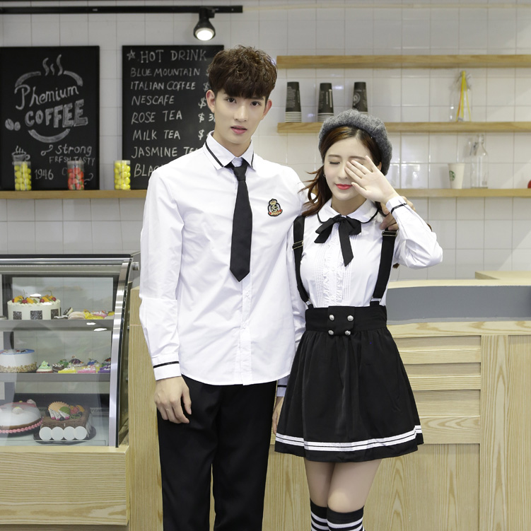 Hot Korean School Uniform Girls Jk Navy Sailor Suit For Women Japanese School Uniform Cotton White Shirt + Plaid Straps Skirt Image