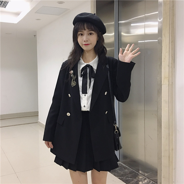 JK Uniforms College  Suit Female Autumn Small Suit Jacket Shirt Jacket Pleated Busts Wears japanese fashion  school uniform Image