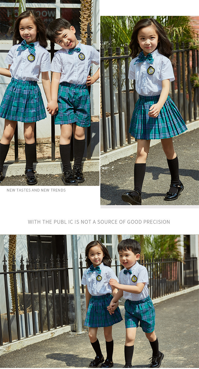 90-180cm Kids Fashion School Uniforms Korean Japanese Style Class Clothes Top Plaid Skirt Tie Stage Costumes for Children Image