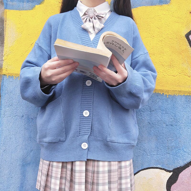 School Girl Uniform JK Cardigan Loose JK Sweater Coat Japanese School Uniform Japanese Fashion Uniformes Chandail Image