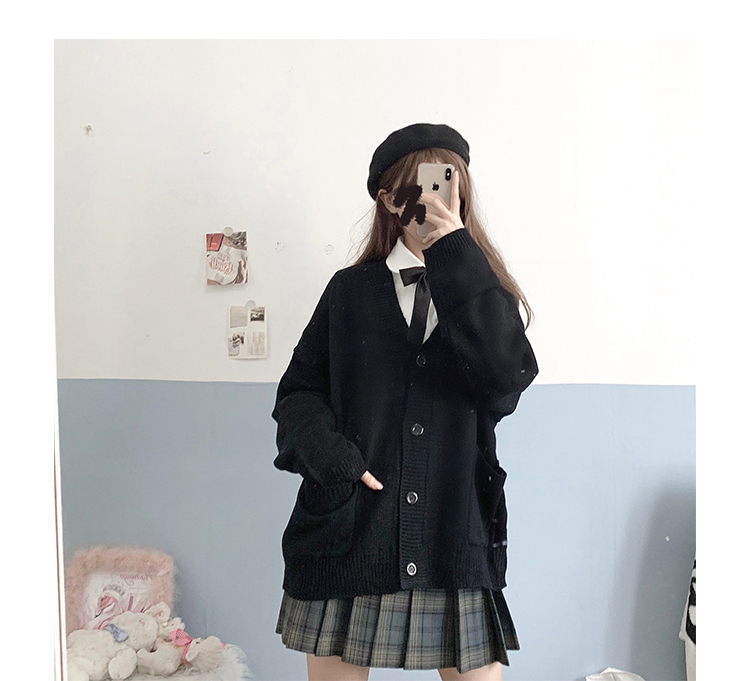 School Girl Uniform JK Cardigan Loose JK Sweater Coat Japanese School Uniform Japanese Fashion Uniformes Chandail Image