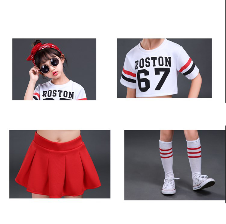 Kids Cheerleader Dance Costume School Uniform Gymnastics Skirt for Girls Boy Children Jazz Stage Performance 110-160cm Clothing Image