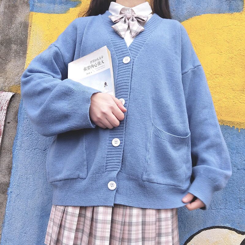 School Girl Uniform JK Cardigan Loose JK Sweater Coat Japanese School Uniform Japanese Fashion Uniformes Chandail Image
