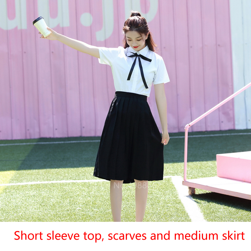 Japanese Style Anime College School Uniform Korea Girl Women's Skirt Studen Dress Sexy JK Pleated Shirt Fashion Cosplay Costume Image