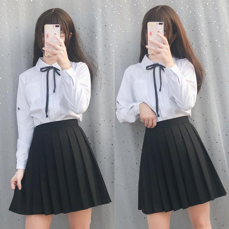 Japanese sailor suit long-sleeved school uniform Cardigan student wear class Japanese JK uniform shirt Cardigan set Image