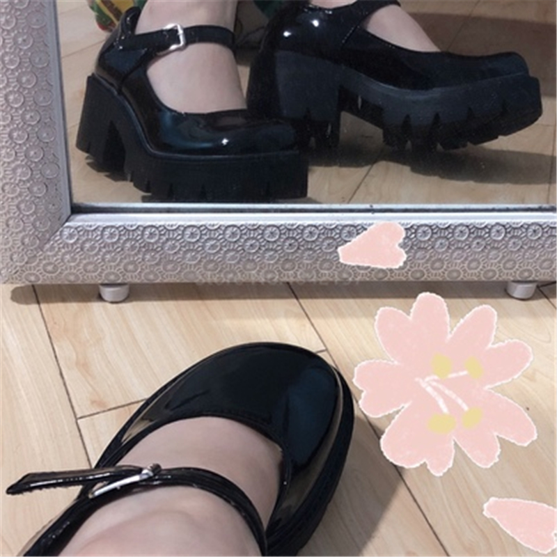 Japanese Bad Girls School Uniform Basic Pleated Skirt Excellent Students Super-long College Black Sailor Suits Mori Lolita Shoes Image