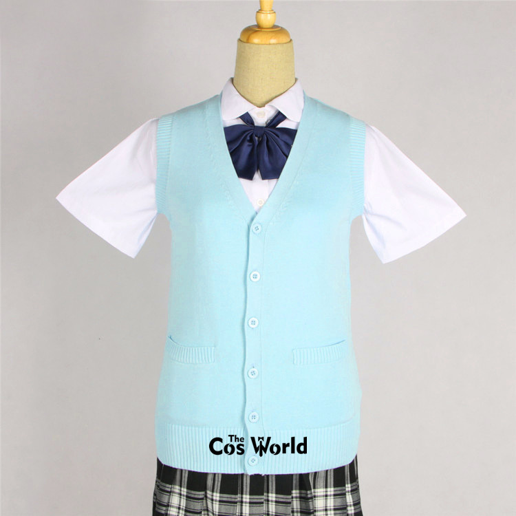 Men's Women's Spring Autumn Sleeveless Knit Cardigan V Neck Sweater Outwear Jacket Coat For JK School Uniform Student Clothes Image