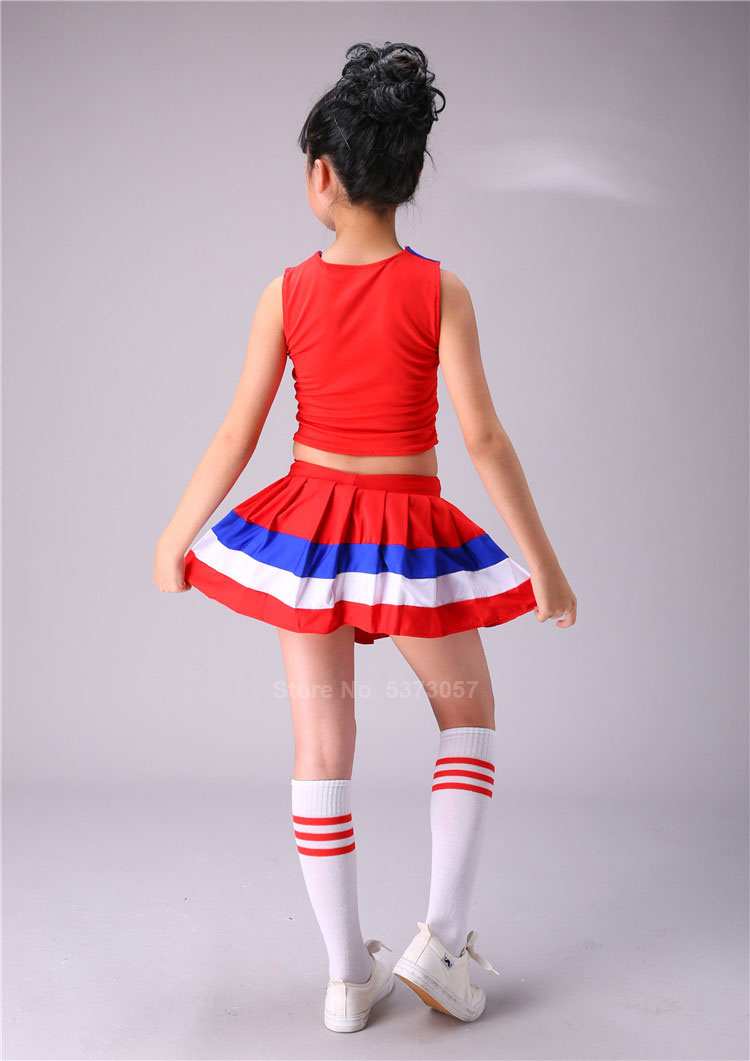 Sleeveless Vest+pleated Skirt 2PCs Cheerleader Costumes for Kids Girls Student School Uniform Cheerleading Dance Performance Image