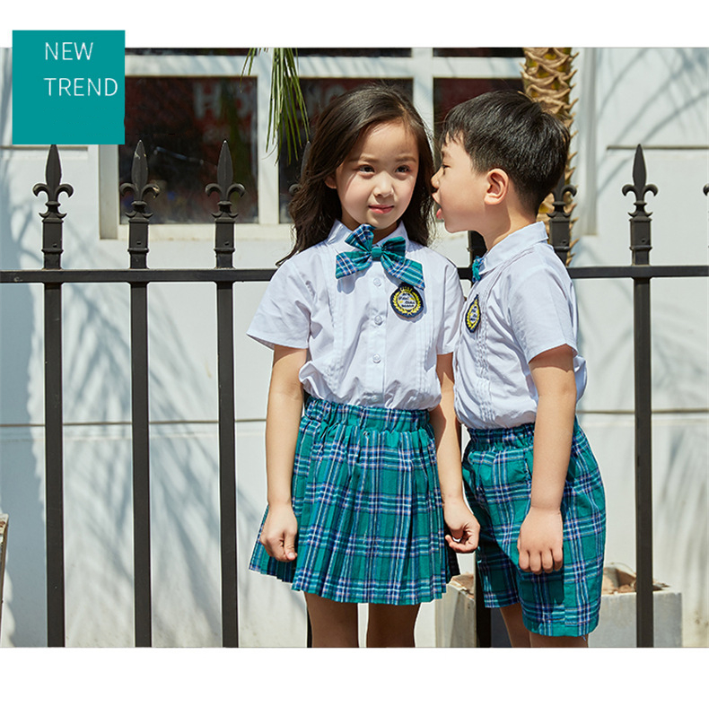 90-180cm Kids Fashion School Uniforms Korean Japanese Style Class Clothes Top Plaid Skirt Tie Stage Costumes for Children Image