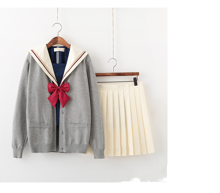 Girls Navy Sailor JK Suit Japanese Anime School Uniform Women Tops Pleated Skirt Cardigan College Student Carnival Party Costume Image